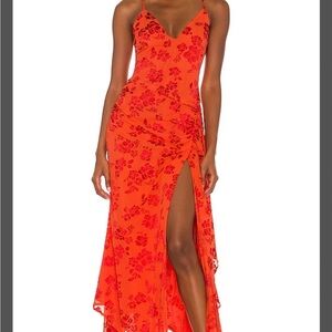 NBD Evangeline Gown in Red Orange